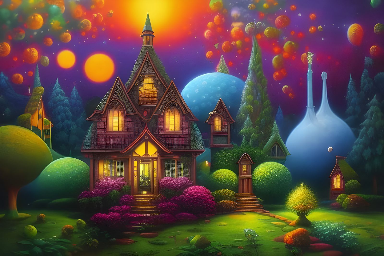 Surreal Lowbrow House with Minions in 3D
