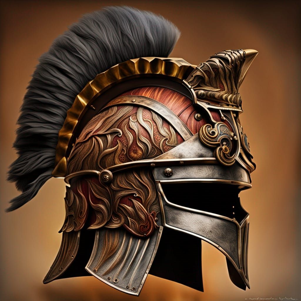 Flaming Roman Centurion Helmet in Anime Style
