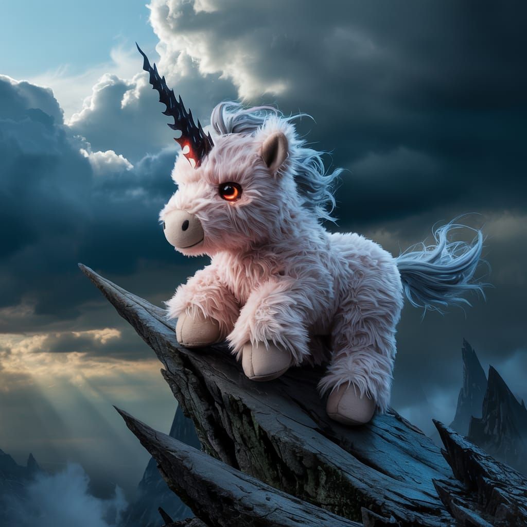 Evil Unicorn on Dark Mountain Peak