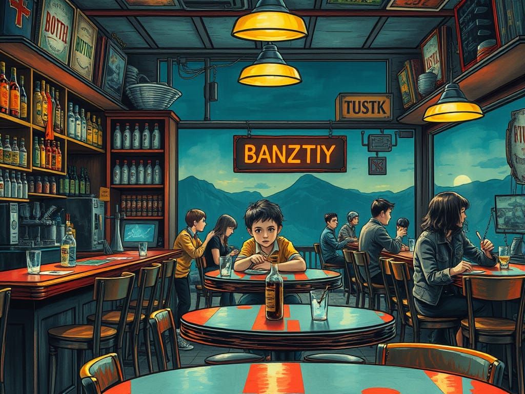 Miniature Cityscape in Vintage Ink Manga Style