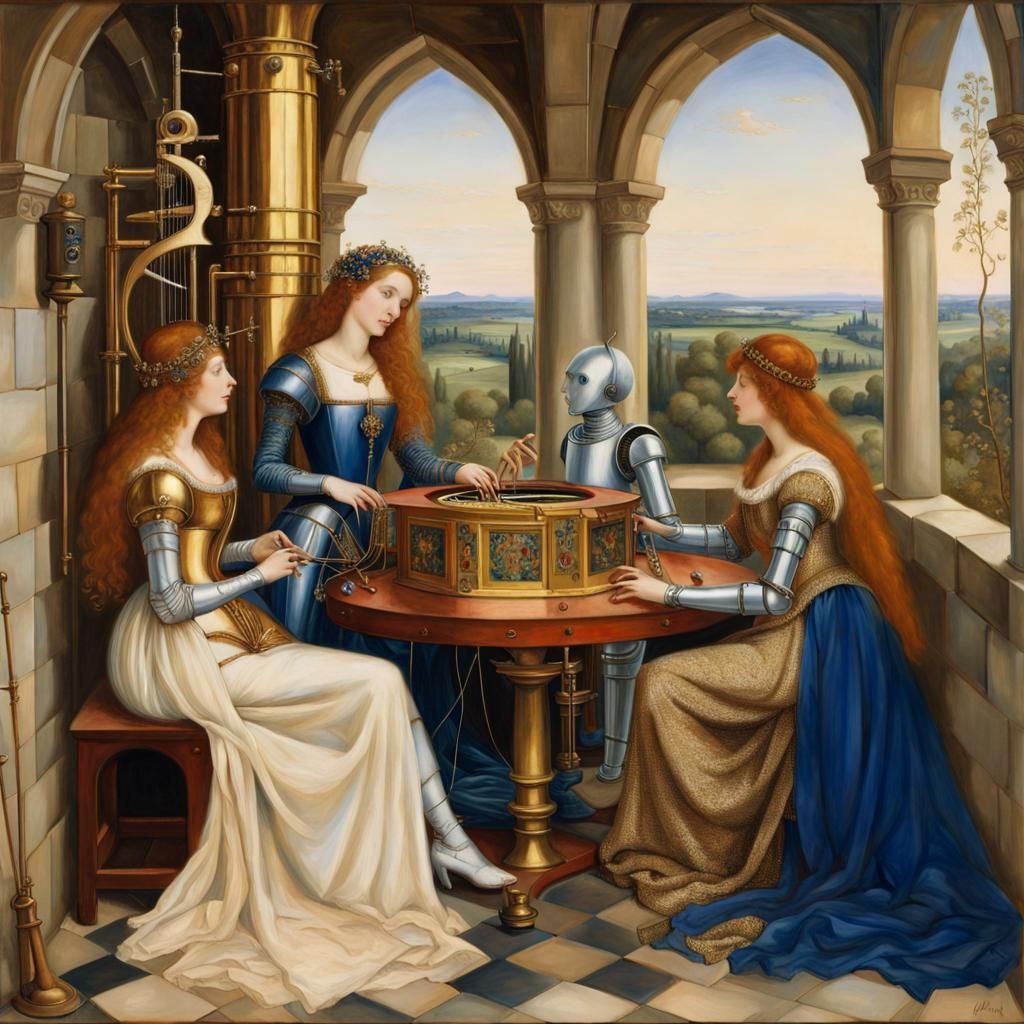 Pre-Raphaelite Ladies with Android Musicians