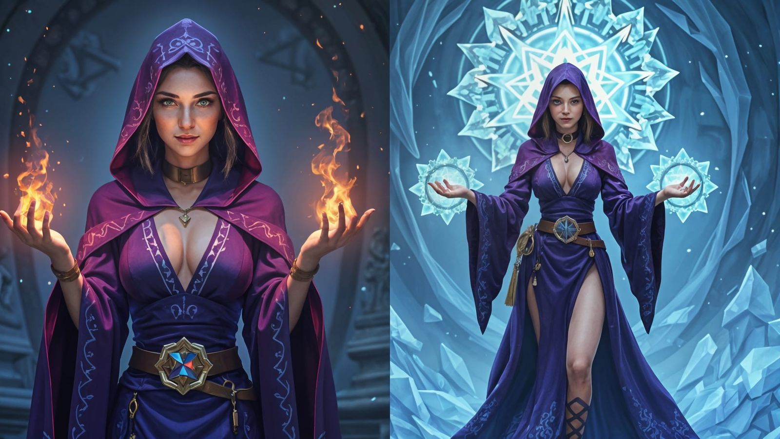 Powerful Sorceress Contrasted With Humble Version