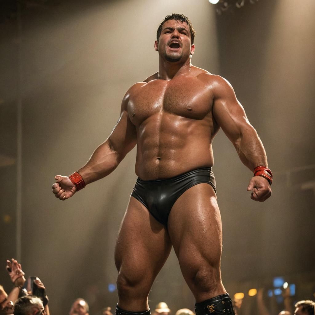 Victorious Costa Rican Wrestler in Bodybuilding Photography