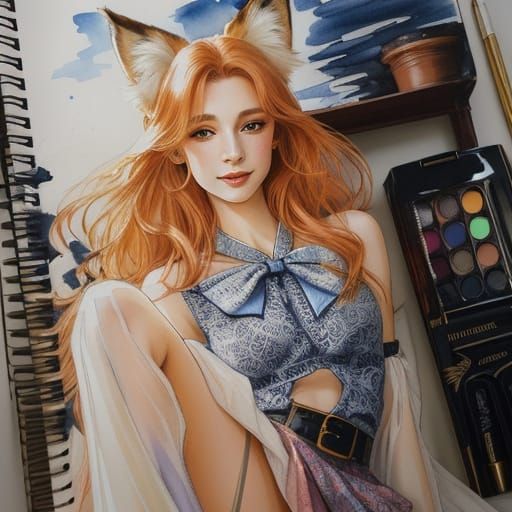 Fox-girl Vixen drawing