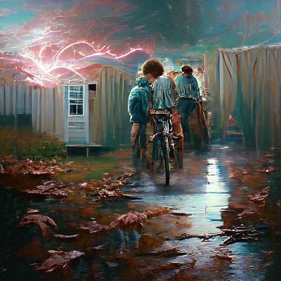Stranger Things in Oil Painting Style