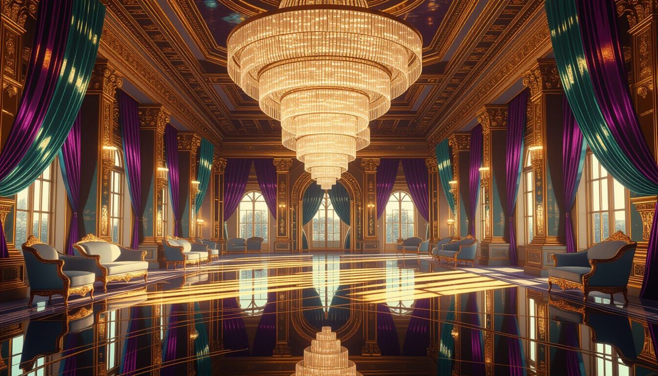 Opulent Golden Ballroom with Mercury Furniture