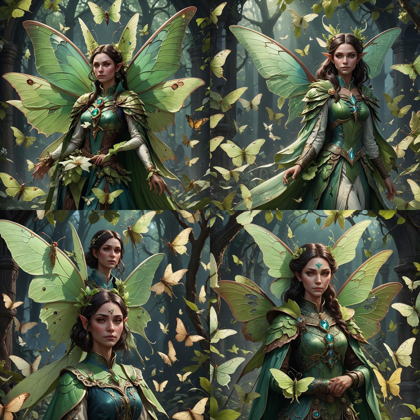 Luna Moth Fairy Cleric in Detailed Matte Painting