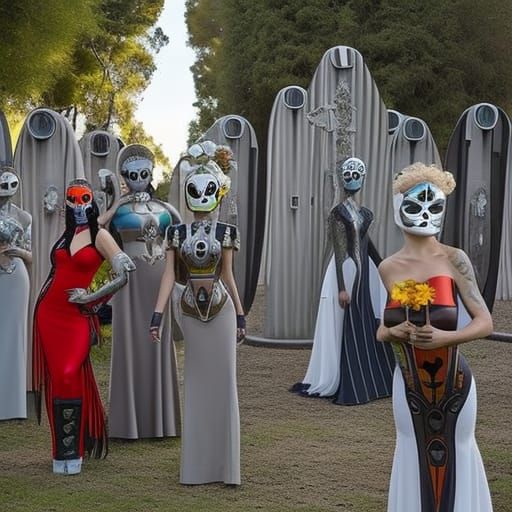 Futuristic Day of the Dead Graveyard Celebration
