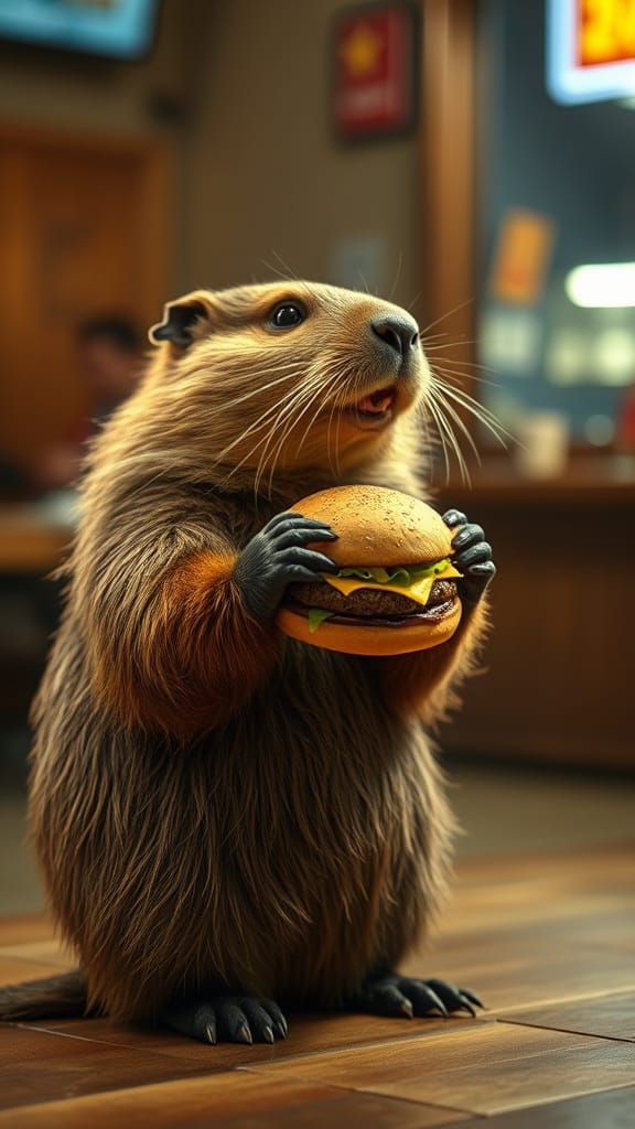Beaver in Cinematic Burger Scene