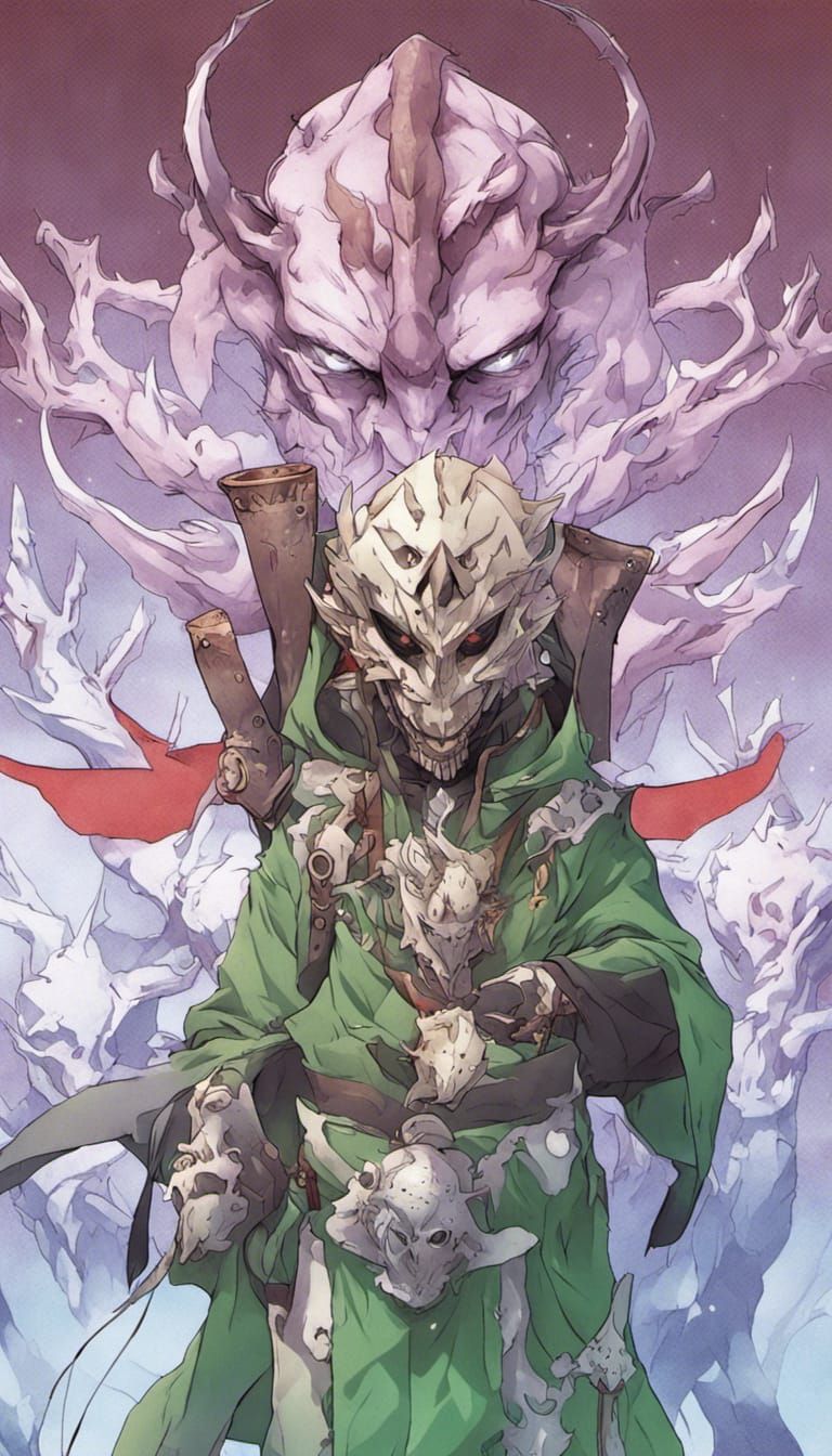 Anime Druid with Bone Mask and Scars