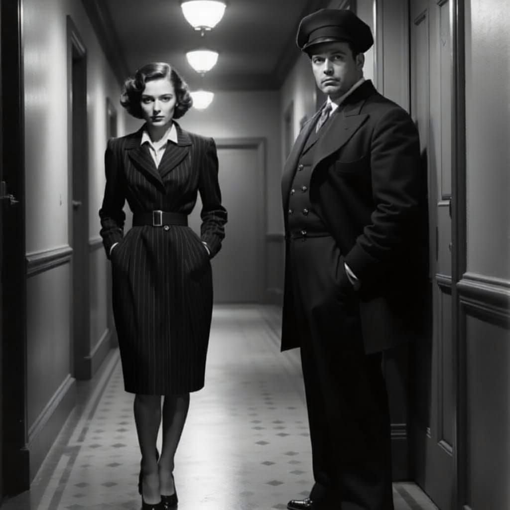 1930s Noir Office Hallway Scene