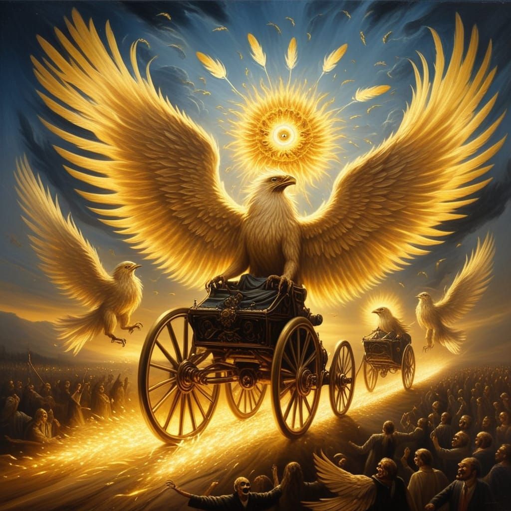 Angelic Beings as Wheels of Light in Epic Oil Painting