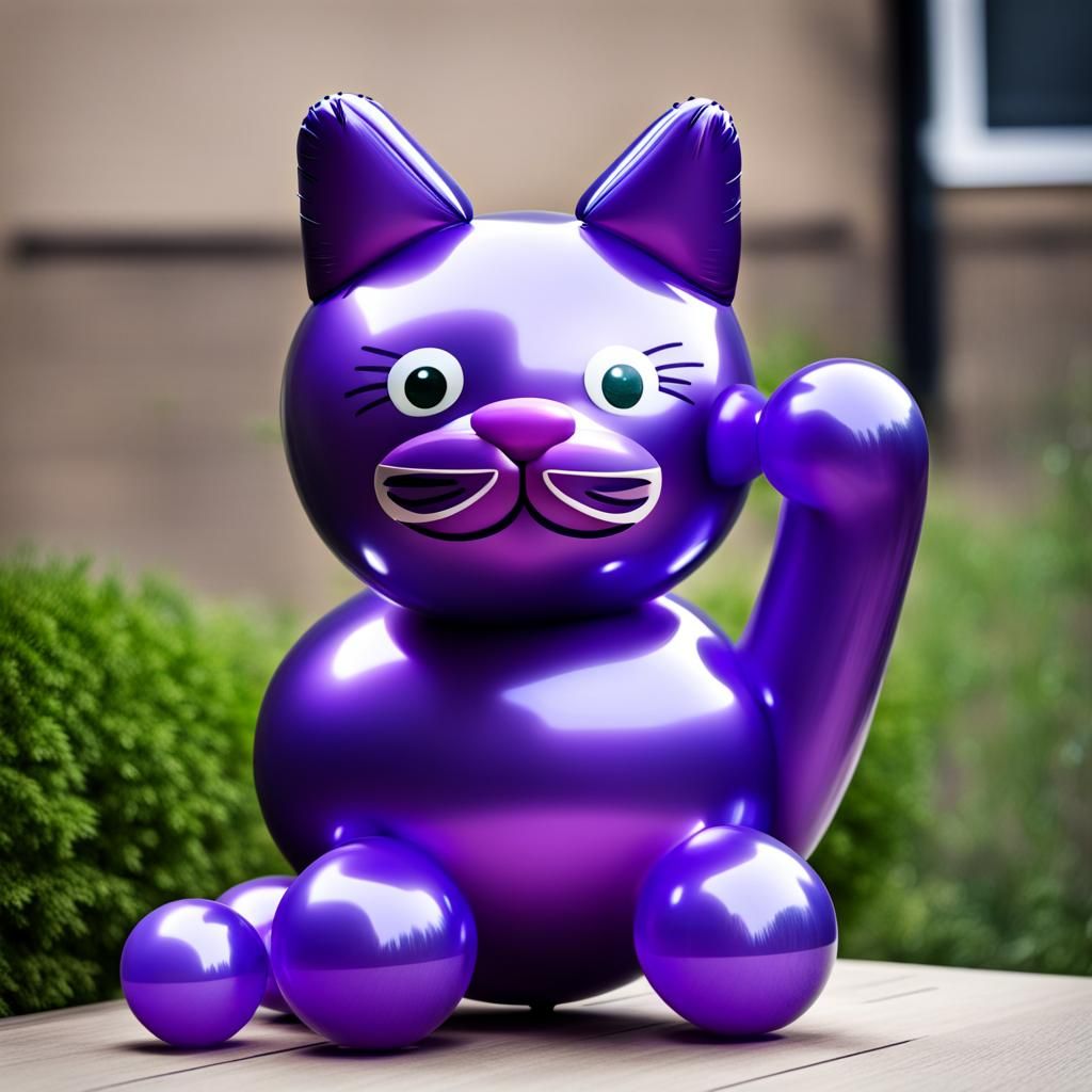 Purple Cat Balloon Animal Digital Art