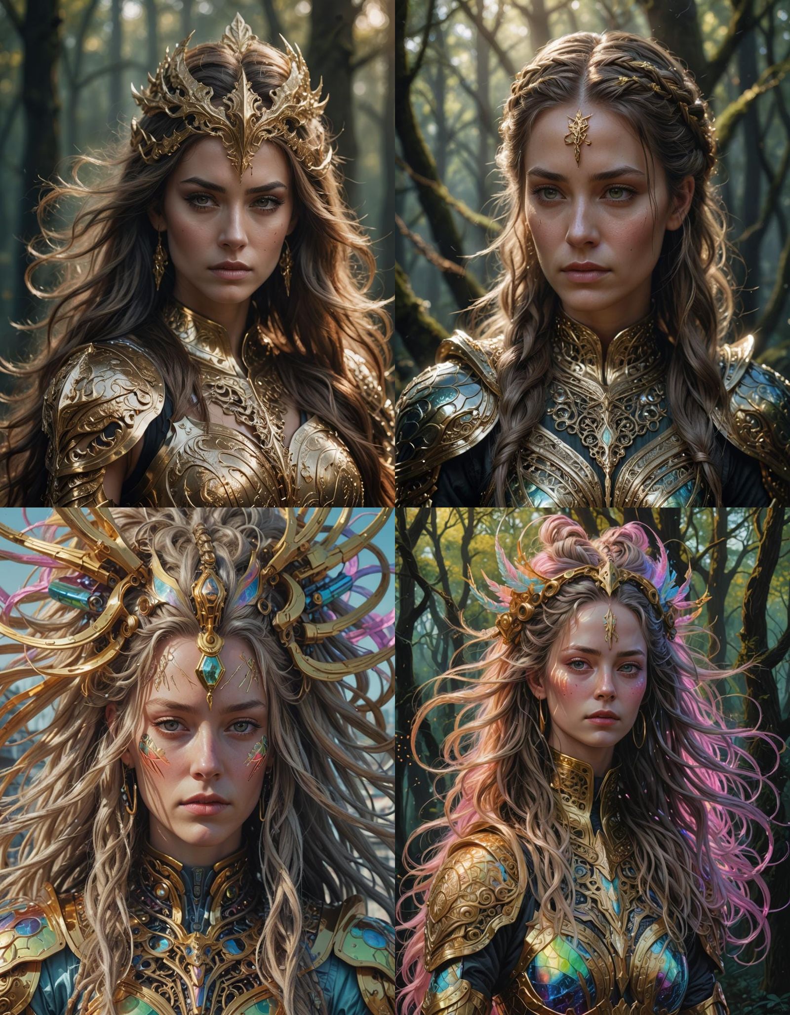 Fantasy Woman in Iridescent Armor, Digital Art