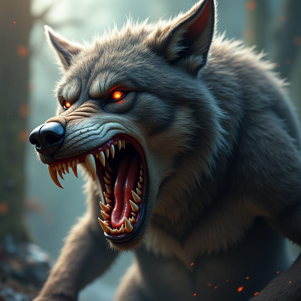 Fierce Snarling Werewolf in High Detail
