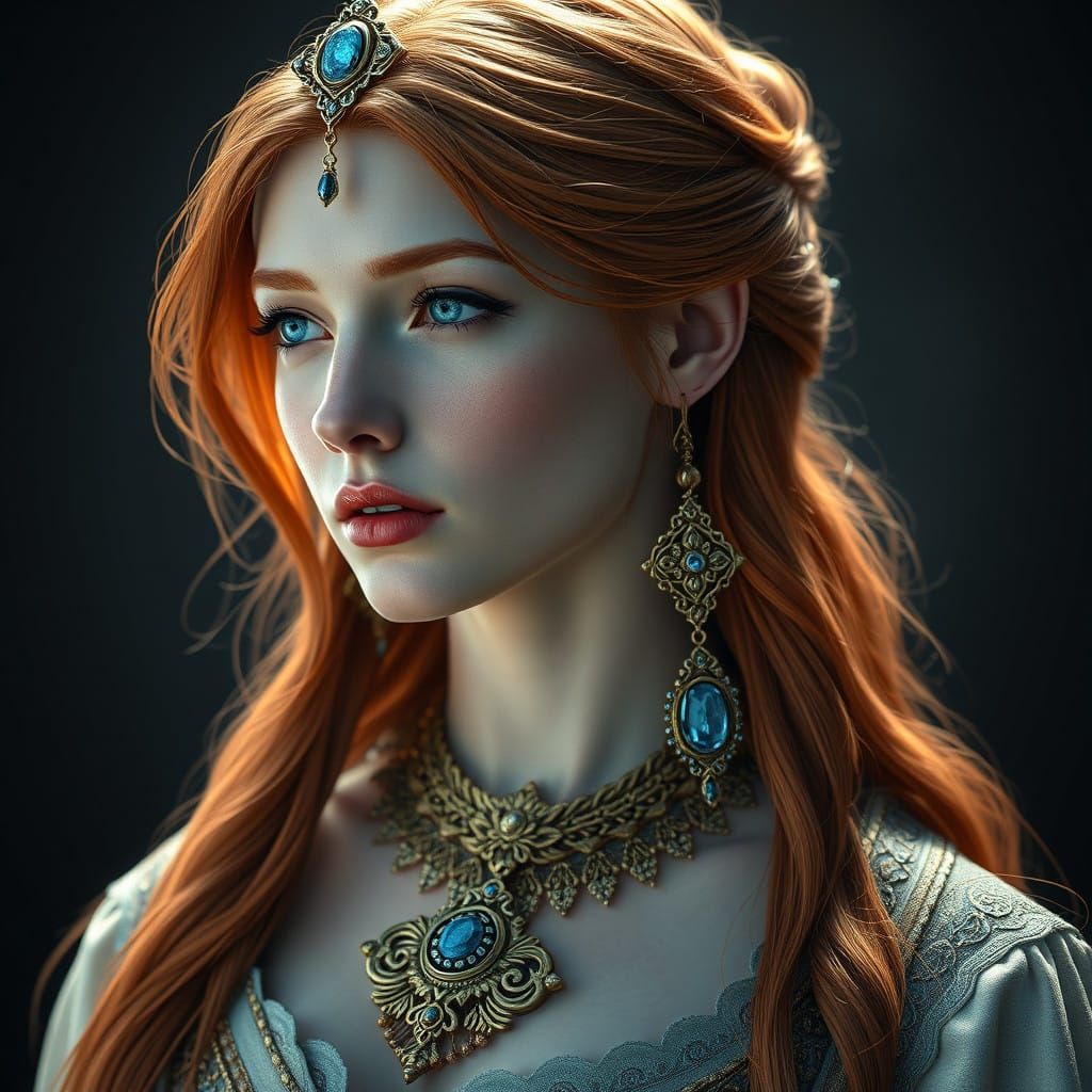 Regal Fantasy Portrait in Medieval Digital Art Style