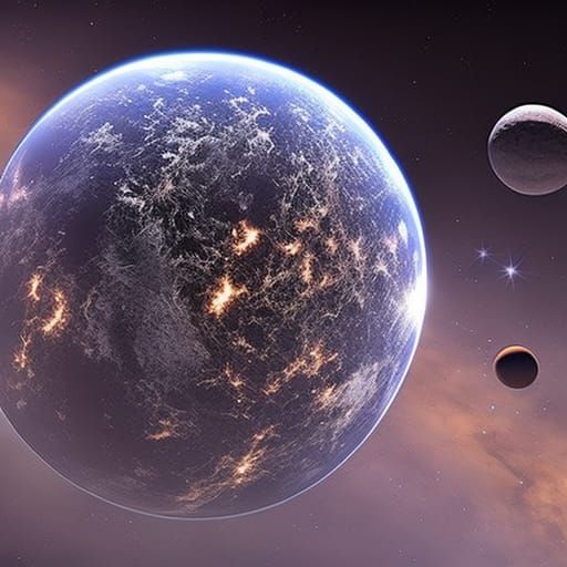 Hyperrealistic Planets Colliding in Space