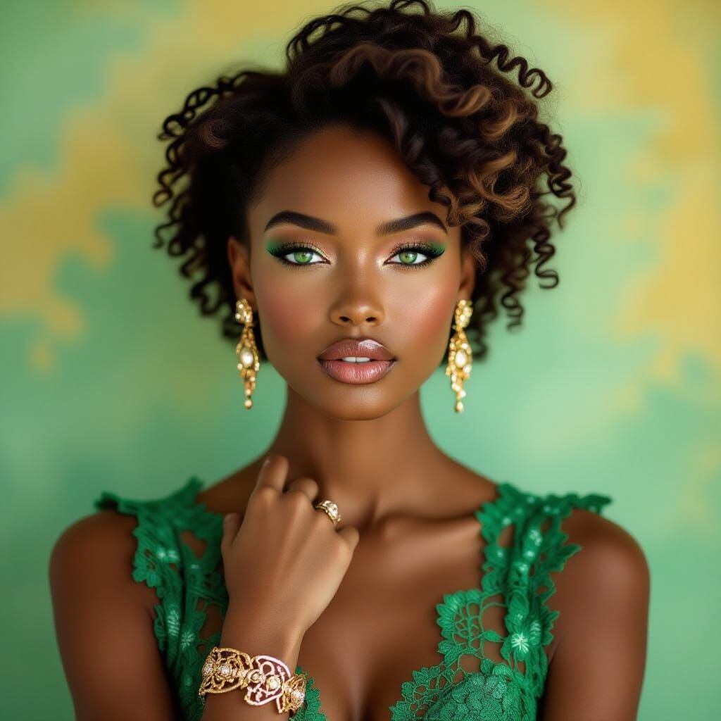 Striking Portrait of a Woman with Green Eyes