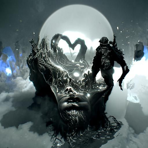 Astral Horror: Lost Mind in Holographic Illustration