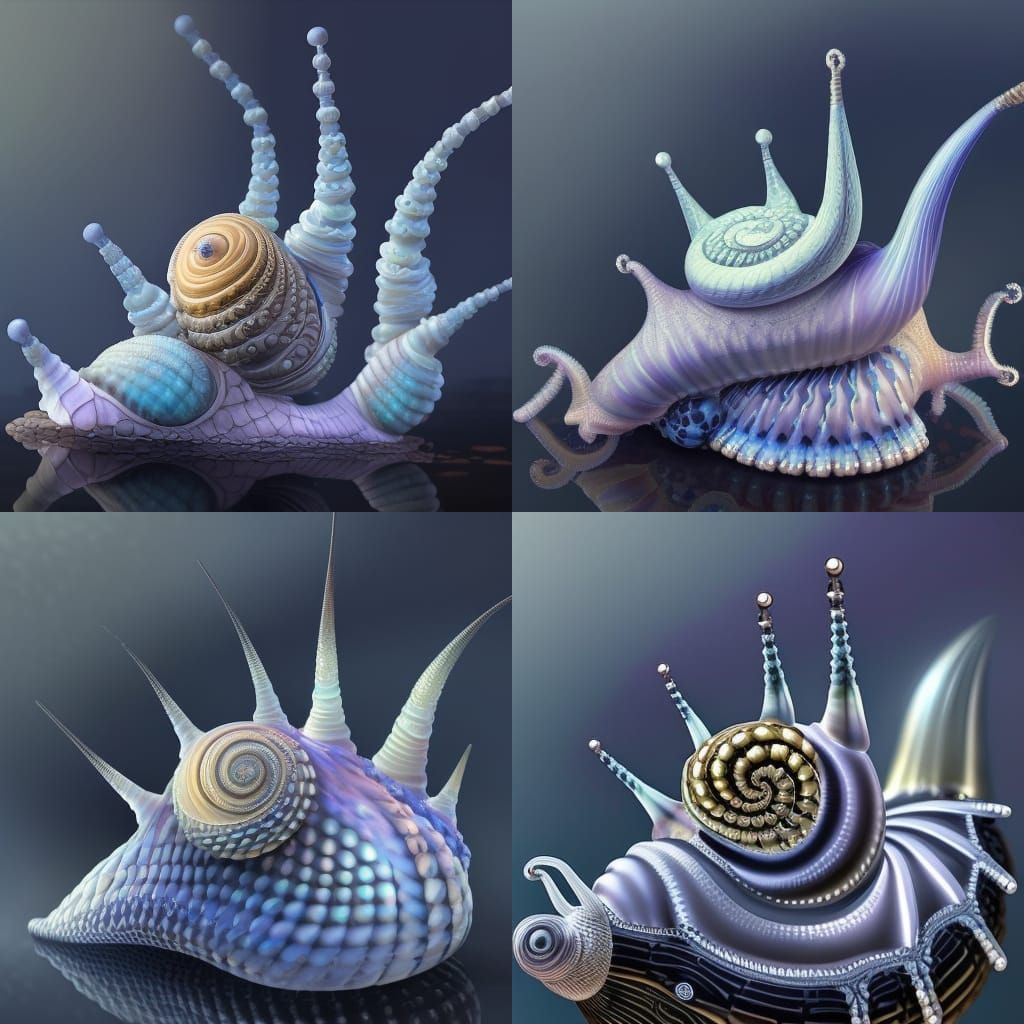 Ornate Murex Snail with Lace Spines, Digital Art