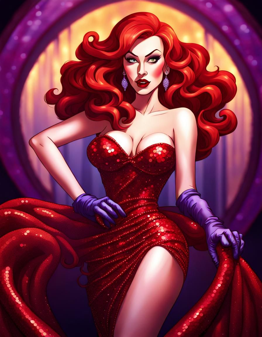 Hyperdetailed Jessica Rabbit in Dark Fantasy Art