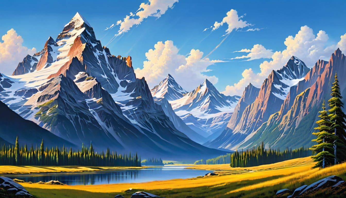 Majestic Mountain Landscape Painting