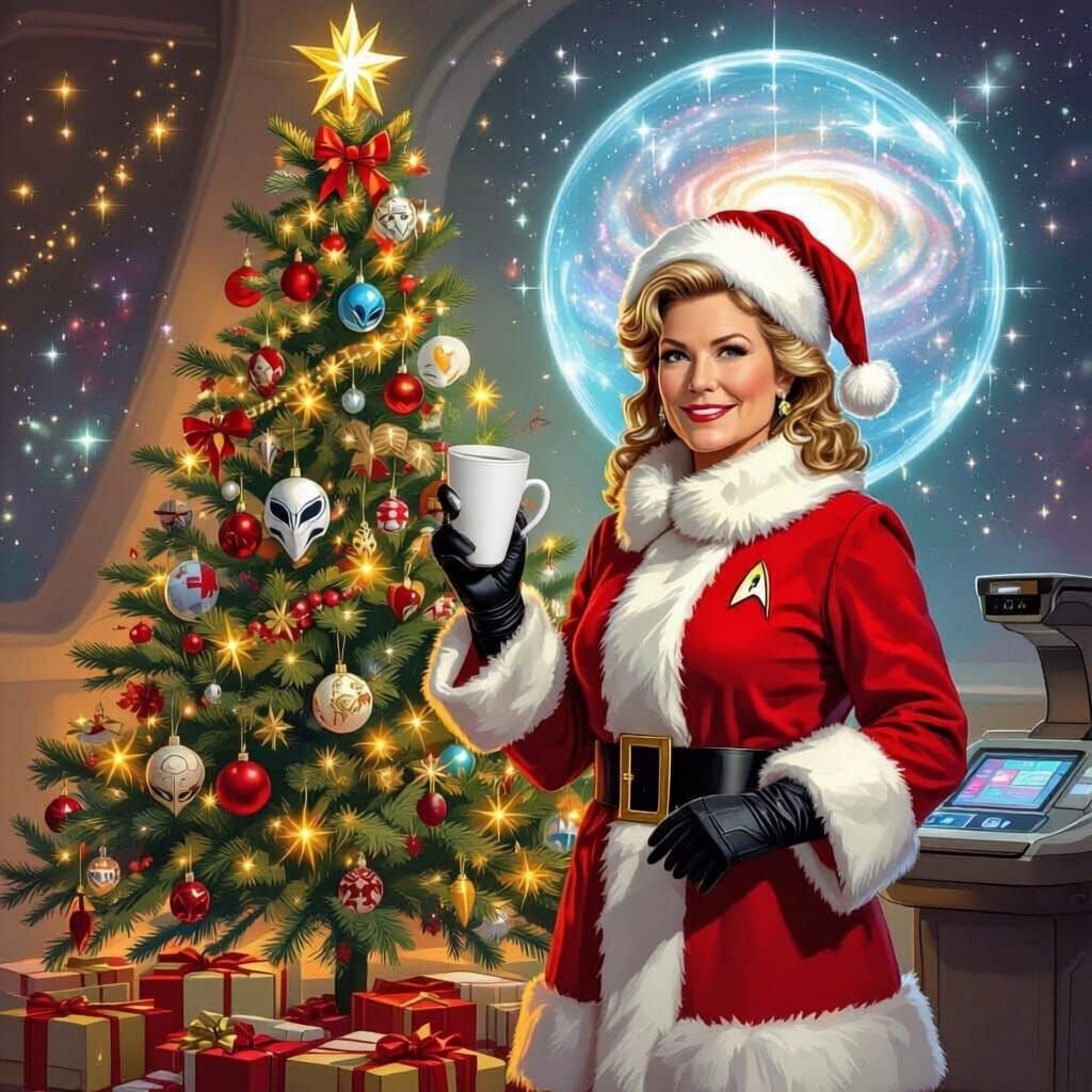 Captain Janeway with Santa Claus