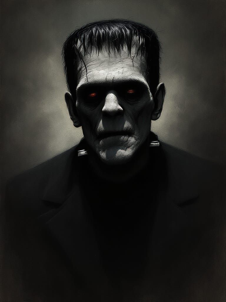 Moody Frankenstein Portrait with Dramatic Lighting