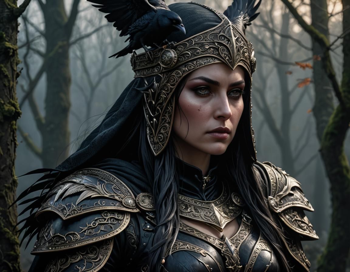 Morrigan, Goddess of War in Detailed Armor