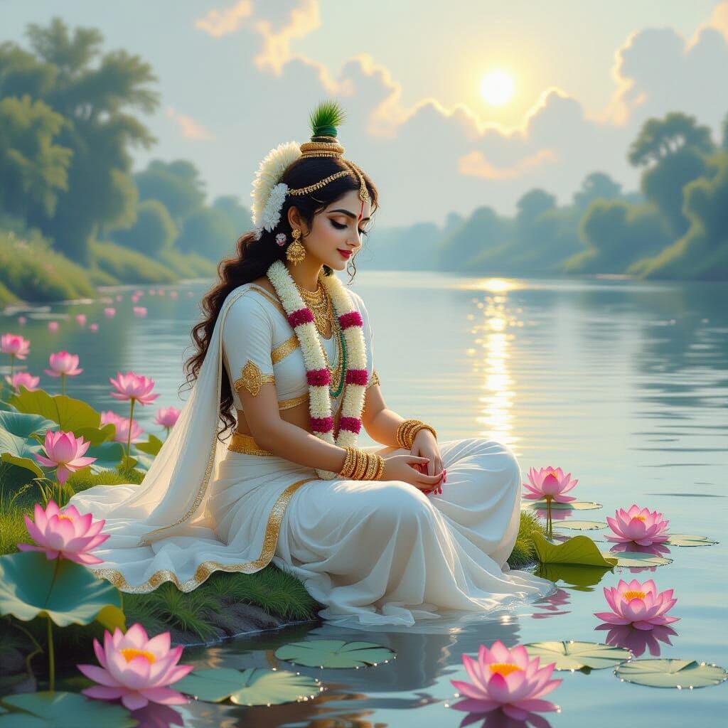 Devi Kalindi: Yamuna River Goddess in Divine Light
