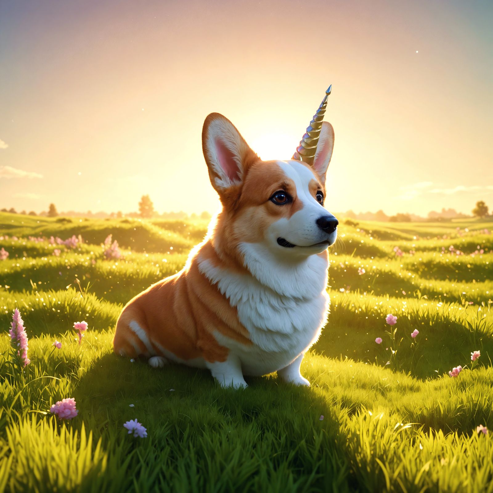 Unicorn Corgi in Cartoon CGI Style