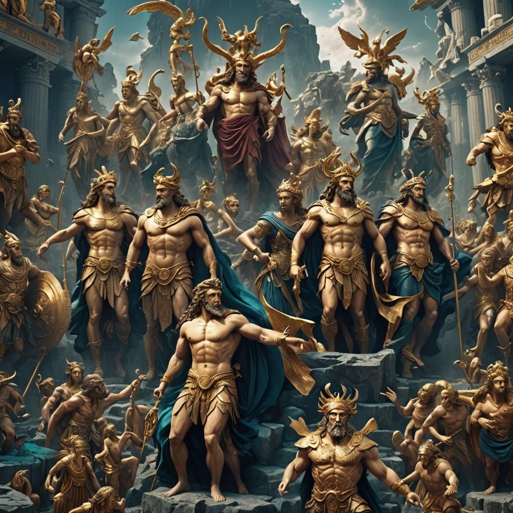 Detailed Matte Painting of Greek Mythology Gods