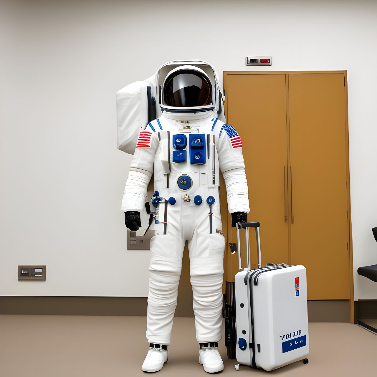 Astronaut in Modern Waiting Room, Art Nouveau Style