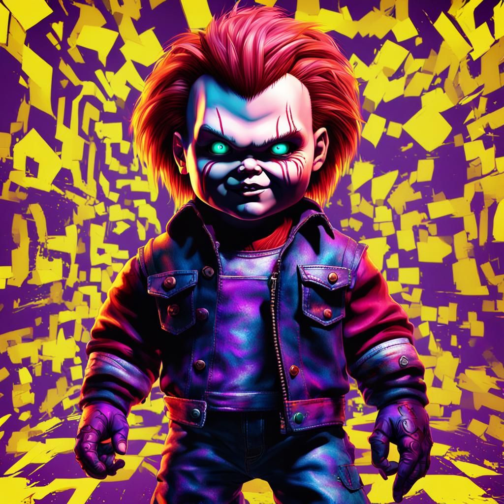 Chucky from Bride of Chucky in Neon Colors