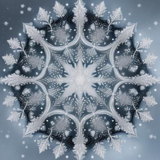 Glistening Christmas Mandala in Winter Snowfall