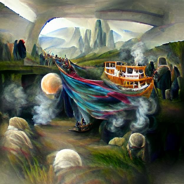 Wanderer at the Spindle: A Fantasy Digital Painting