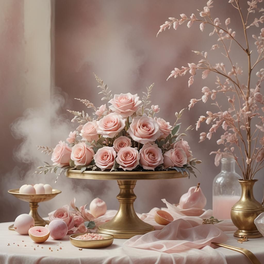 Pastel Pink Product Podium in Watercolor Style