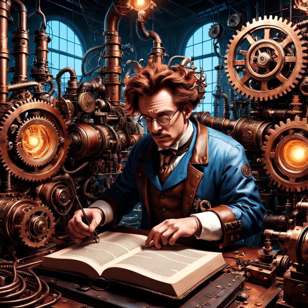 Steampunk Scientist in a Gilded Lab