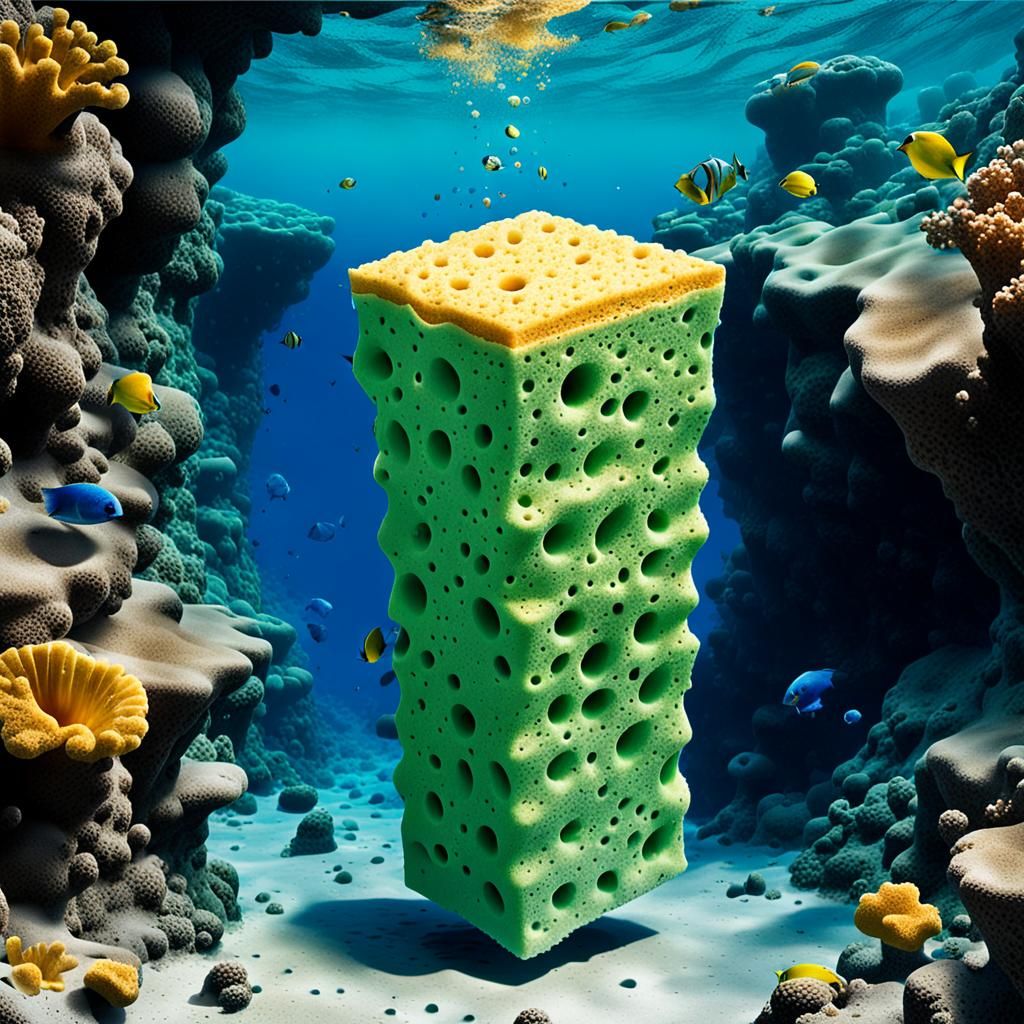 AI Generated Image of a Water-Filled Sponge