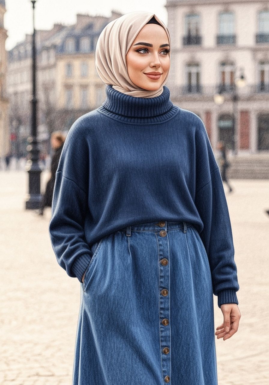 Elegant Woman in Park: Color Pencil Painting