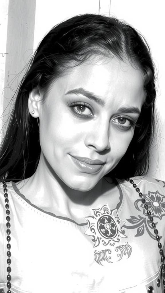 Woman in Latin American Dress: Surrealist Portrait