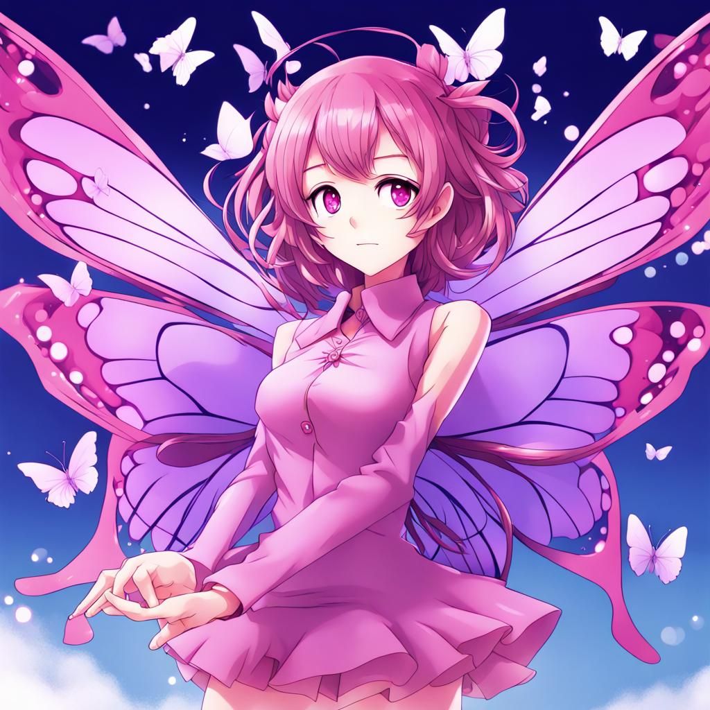 Pink and Purple Butterfly Vibrava in Anime Style