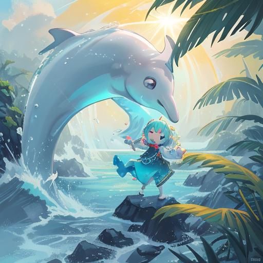 Dolphin Applying Hand Cream: Digital Matte Painting