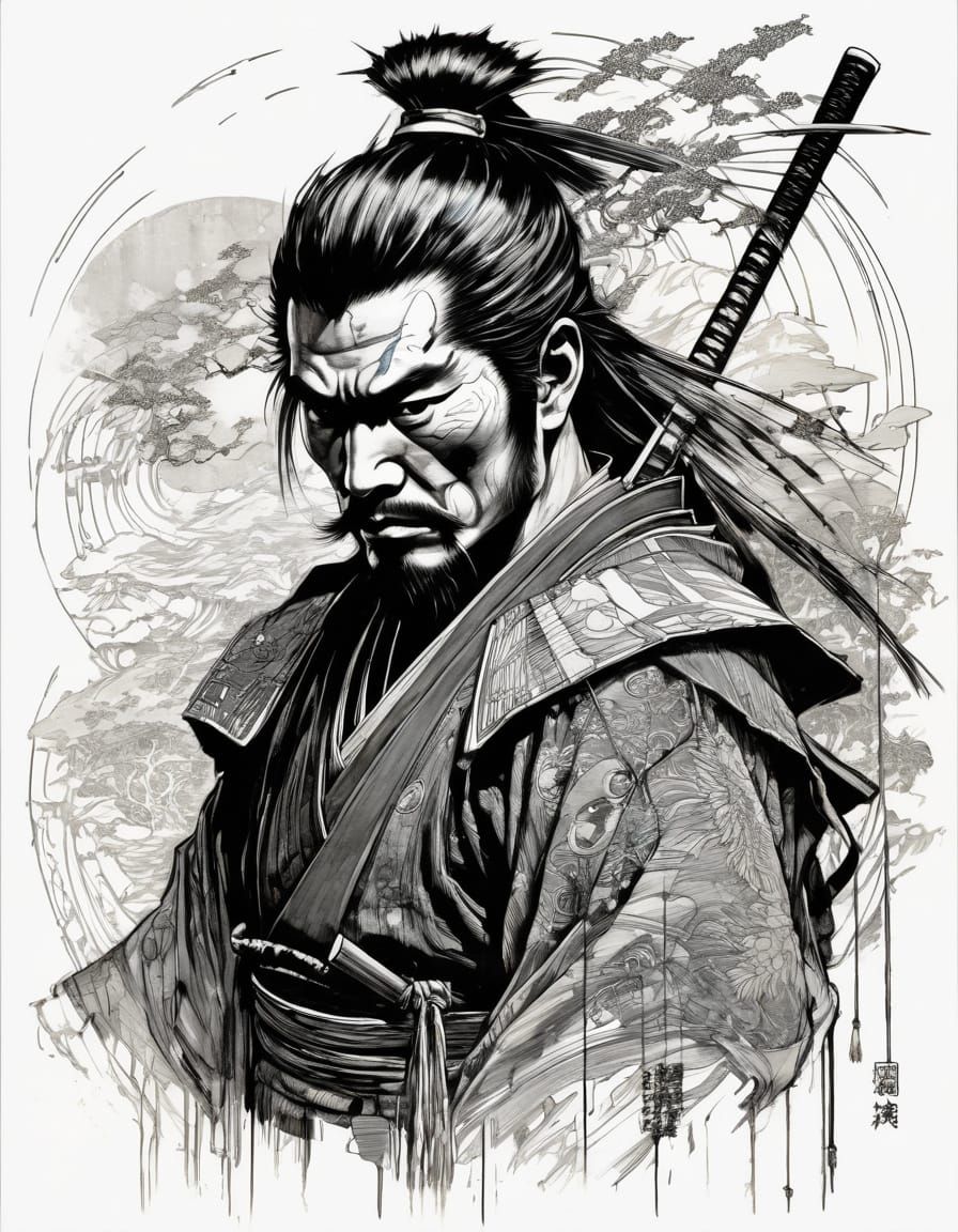 Japanese Samurai in Diverse Artistic Styles