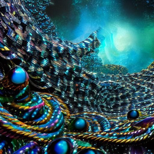 Abstract Landscape with Pearls and Gemstones, Detailed Matte...