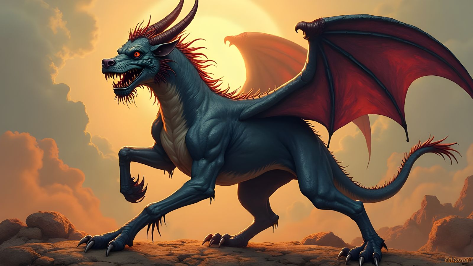 Surreal Cartoon Demon in Ghibli Style