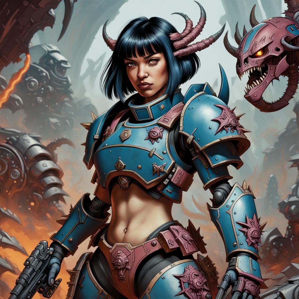 Dora the Explorer in Warhammer 40k Eldari Armor