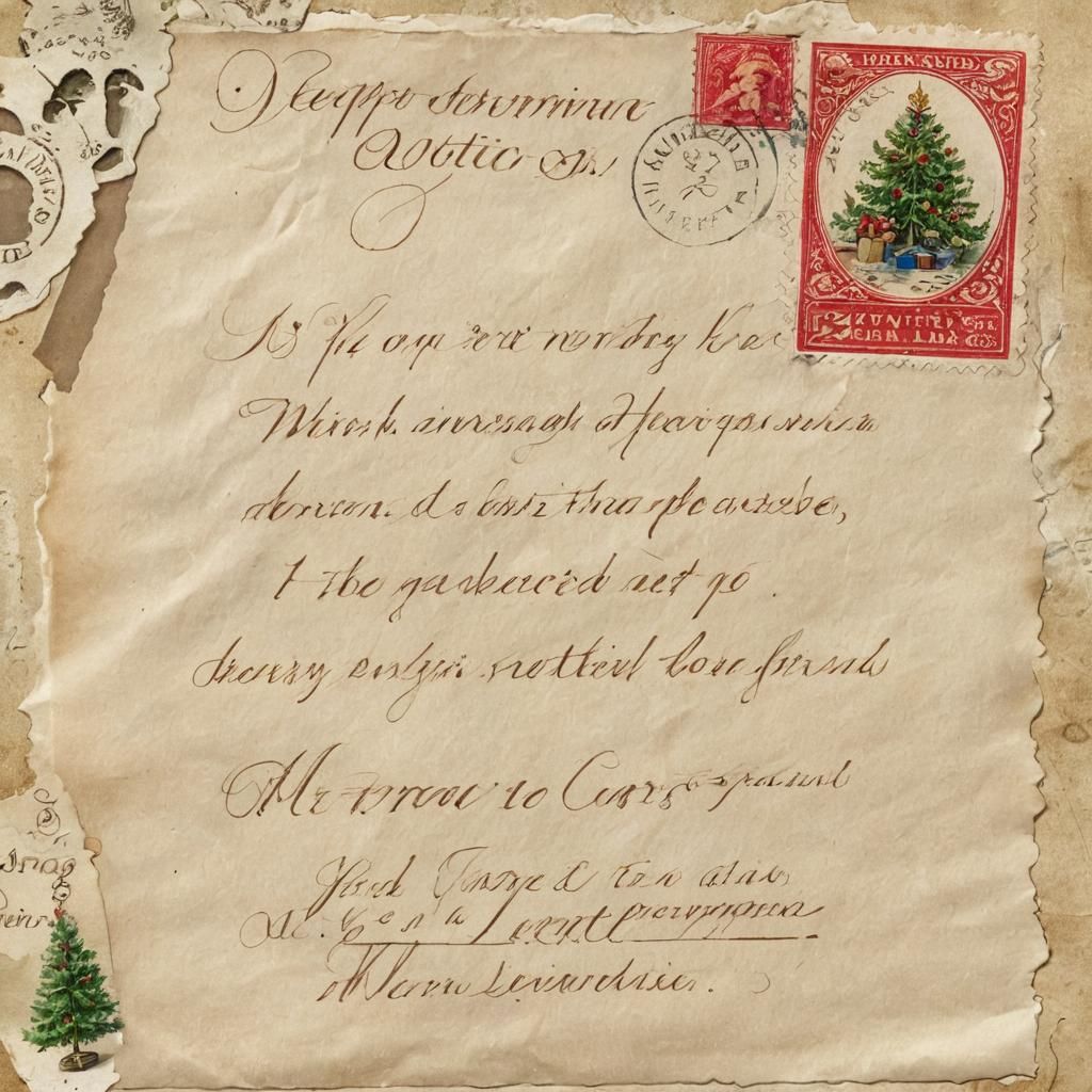 Vintage Christmas Letter to Santa in Watercolor Style