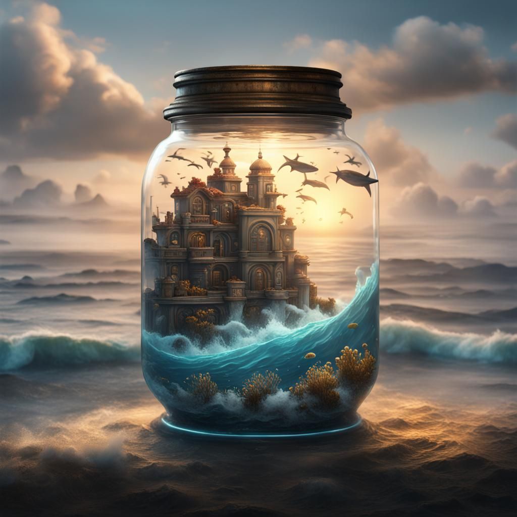 Ocean in a Jar: Detailed Fantasy Concept Art