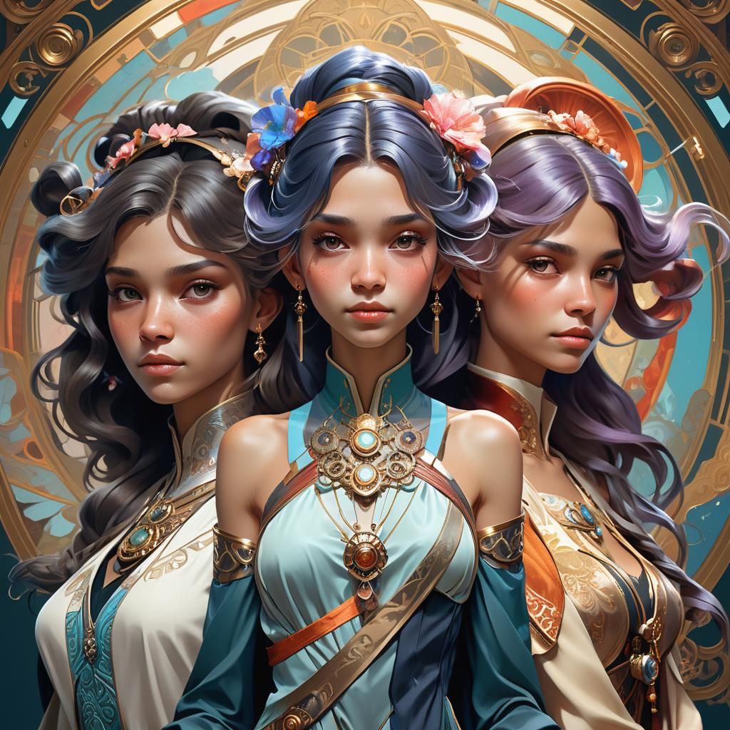 Sisters Portrait in Hyperdetailed Lighting